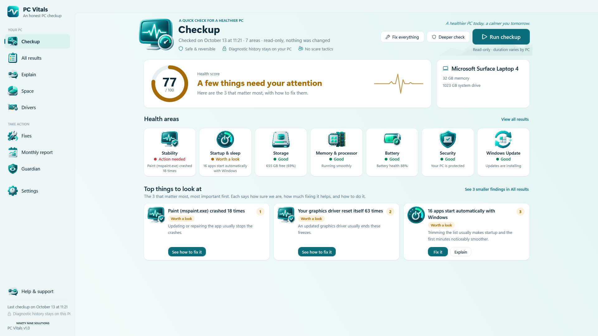 PC Vitals — Checkup